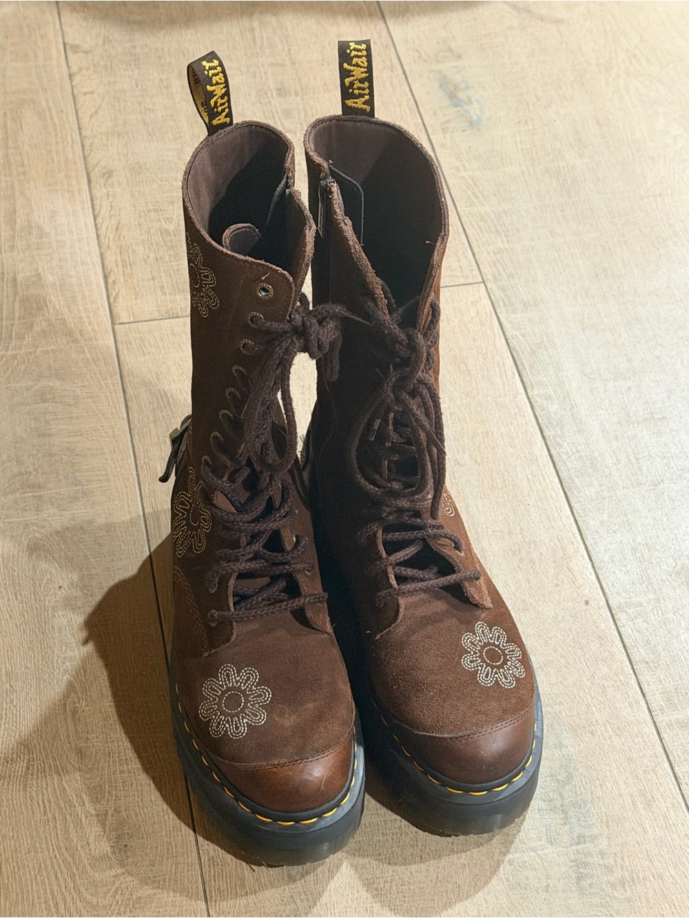 Dr Martens 1B99 Dunnet Flower Suede Platform Brown Floral US 10 EU 42 Rare - Picture 2 of 7